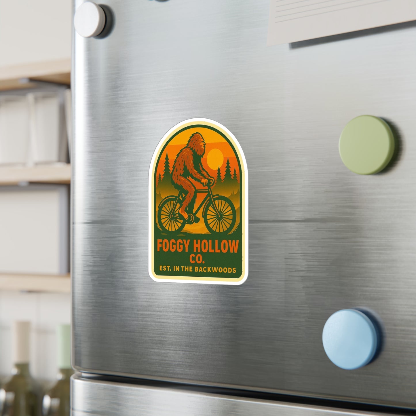 Foggy Hollow Co. Bigfoot on a Bike Vinyl Sticker