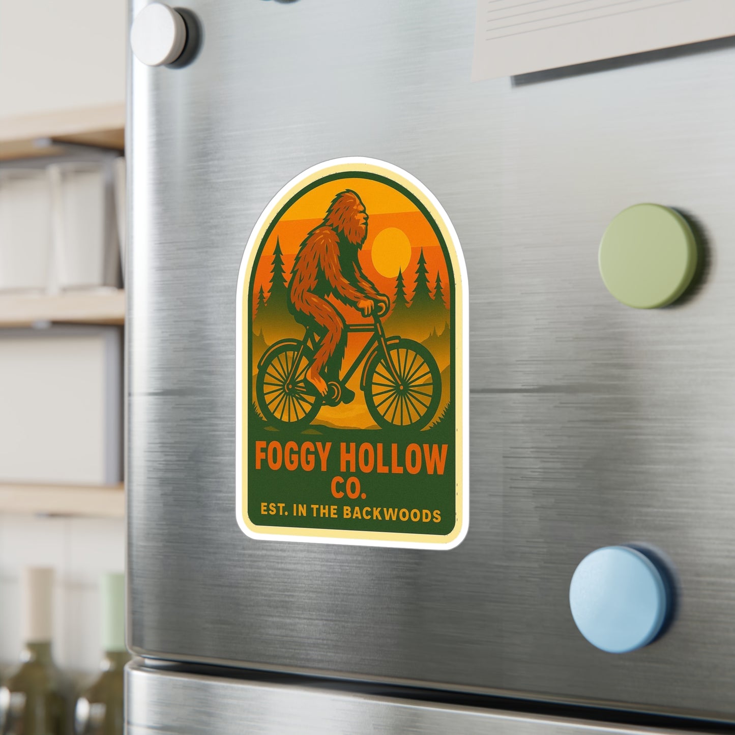 Foggy Hollow Co. Bigfoot on a Bike Vinyl Sticker