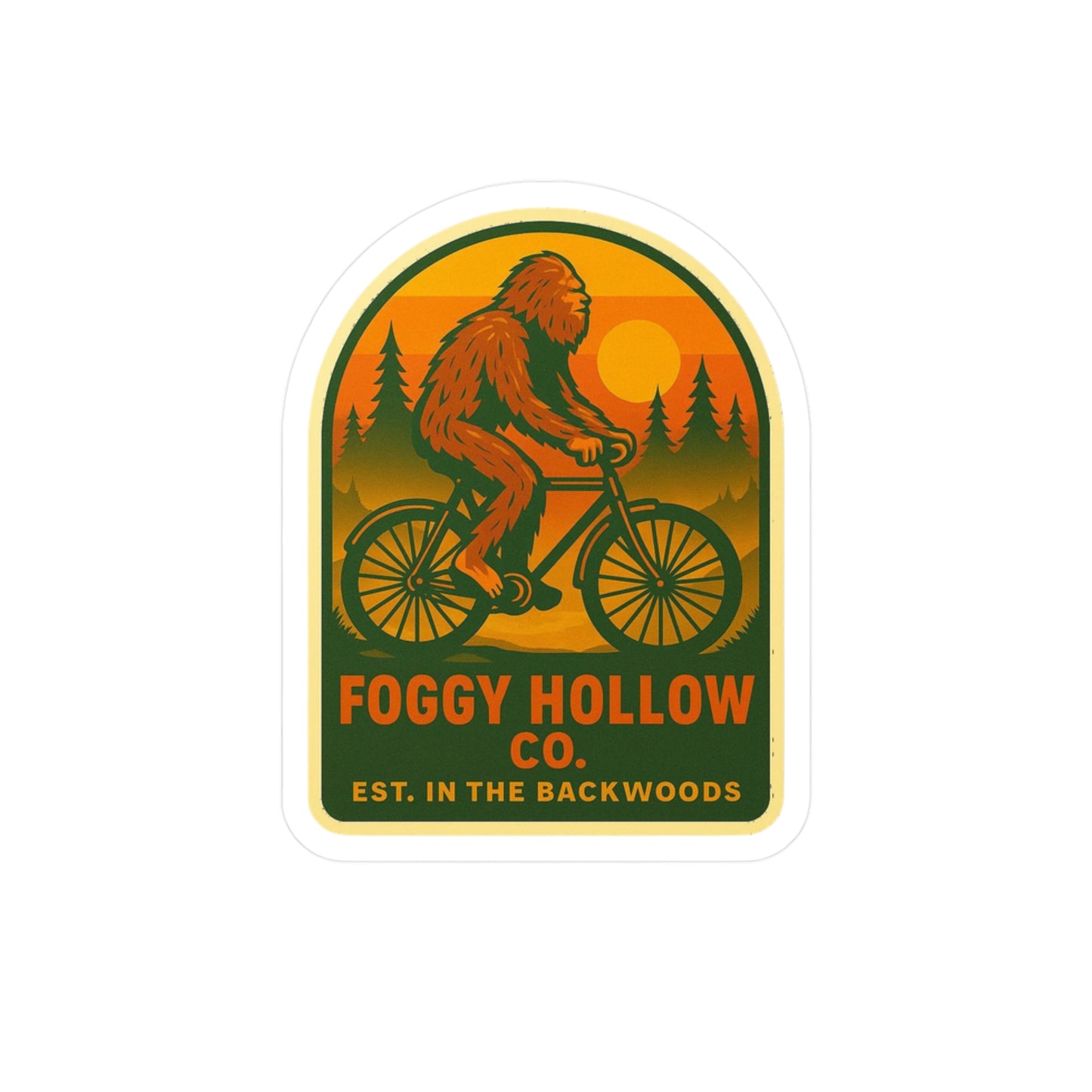 Foggy Hollow Co. Bigfoot on a Bike Vinyl Sticker