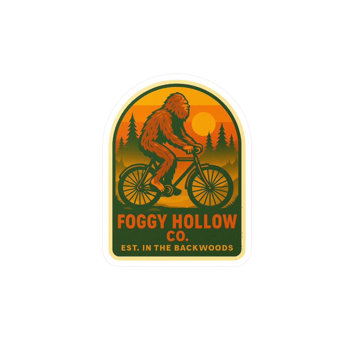 Foggy Hollow Co. Bigfoot on a Bike Vinyl Sticker