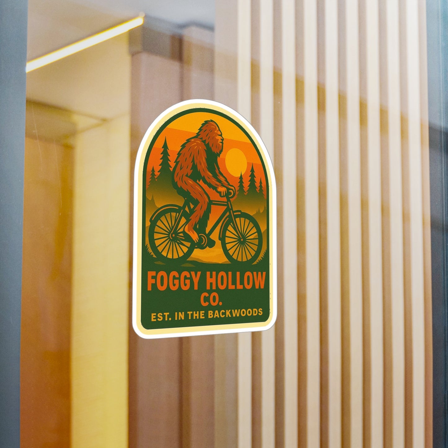 Foggy Hollow Co. Bigfoot on a Bike Vinyl Sticker