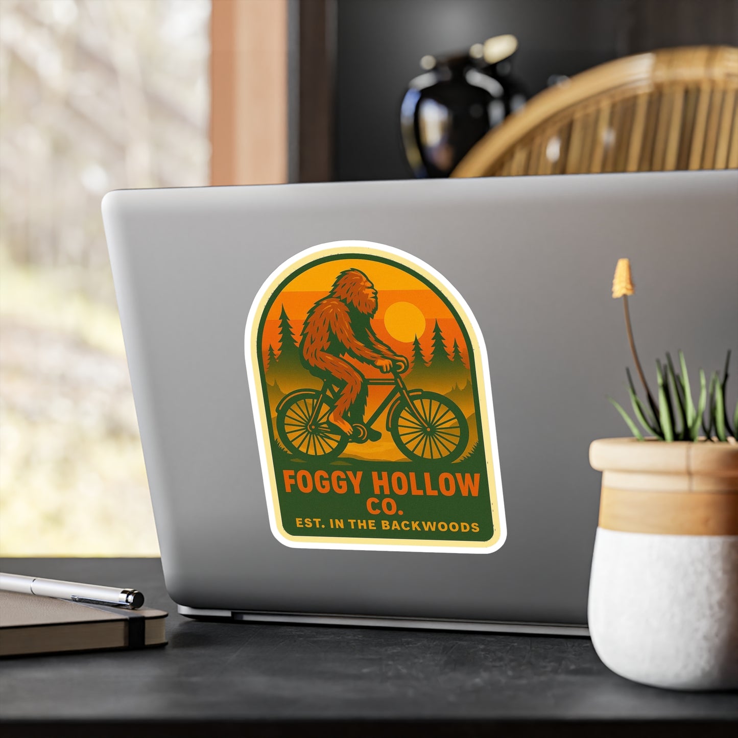 Foggy Hollow Co. Bigfoot on a Bike Vinyl Sticker